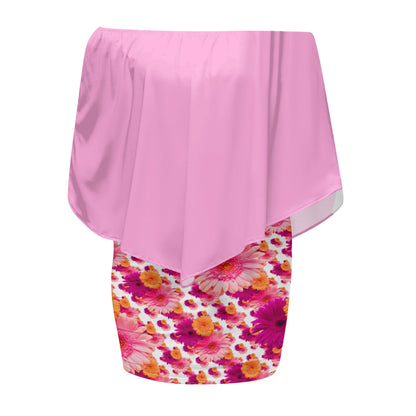 TRP Floral Print 06: Gerbera Daisies 01-01 Off Shoulder Wrap Mini Dress | Resort Wear