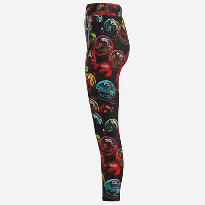 Outspoken Designs 01-01 "Lighten Up" Neon Smiley Face High-Waisted Performance Leggings