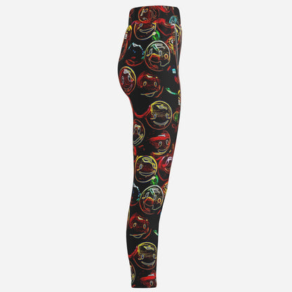 Outspoken Designs 01-01 "Lighten Up" Neon Smiley Face High-Waisted Performance Leggings