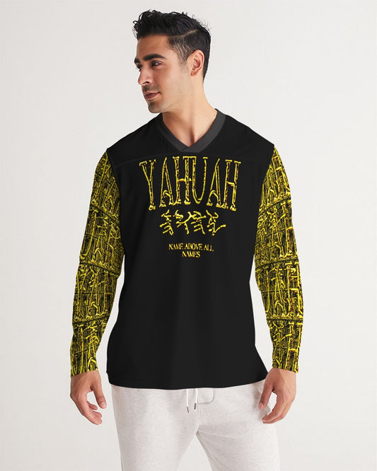 Yahuah-Name Above All Names 01-02 Men's Designer Long Sleeve V-neck Jersey T-shirt