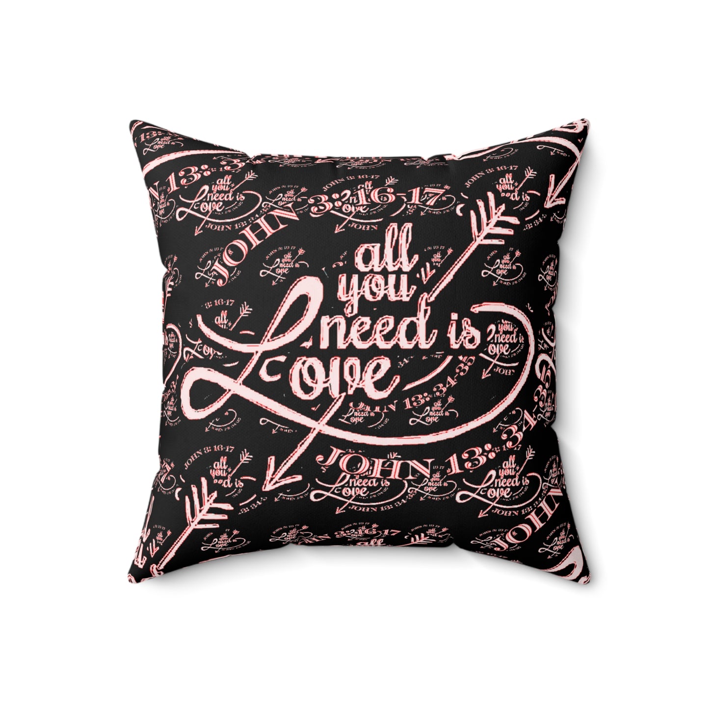 Illustrated Truth 02-01 "All You Need is Love" Designer Faux Suede Square Throw Pillow (4 sizes)