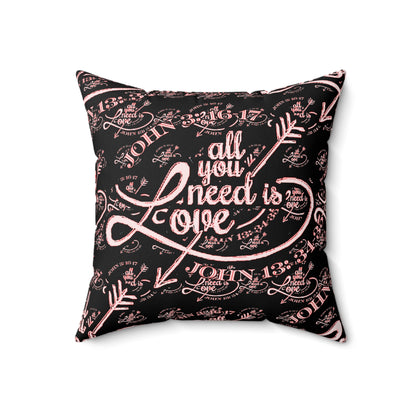 Illustrated Truth 02-01 "All You Need is Love" Faux Suede Square Throw Pillow (4 sizes)
