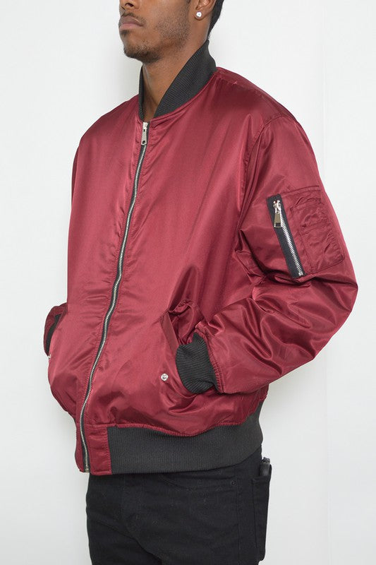 Solid Color Padded Bomber Jacket (3 colors)