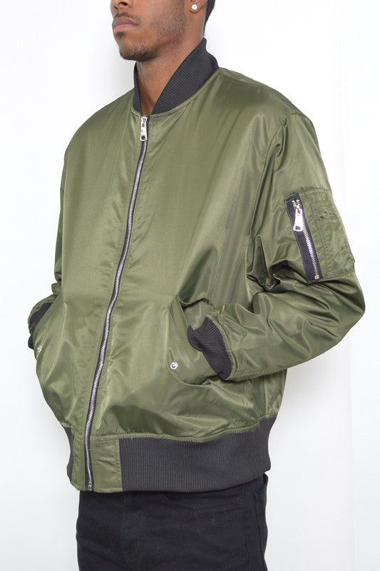 Solid Color Padded Bomber Jacket (3 colors)