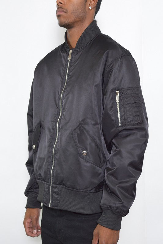 Solid Color Padded Bomber Jacket (3 colors)