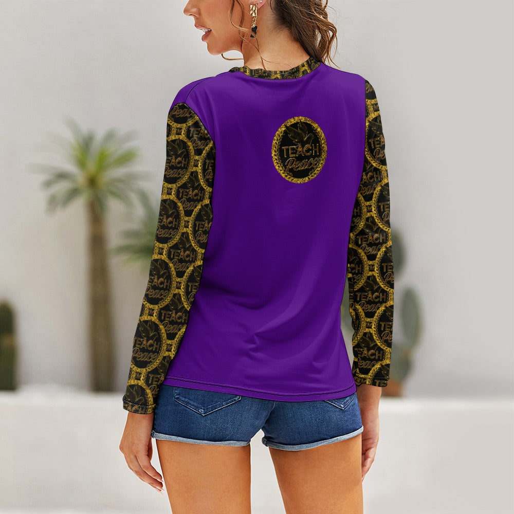 Outspoken Designs 05-02 "Teach Peace" Ladies Designer Long Sleeve T-shirt (5 colors)