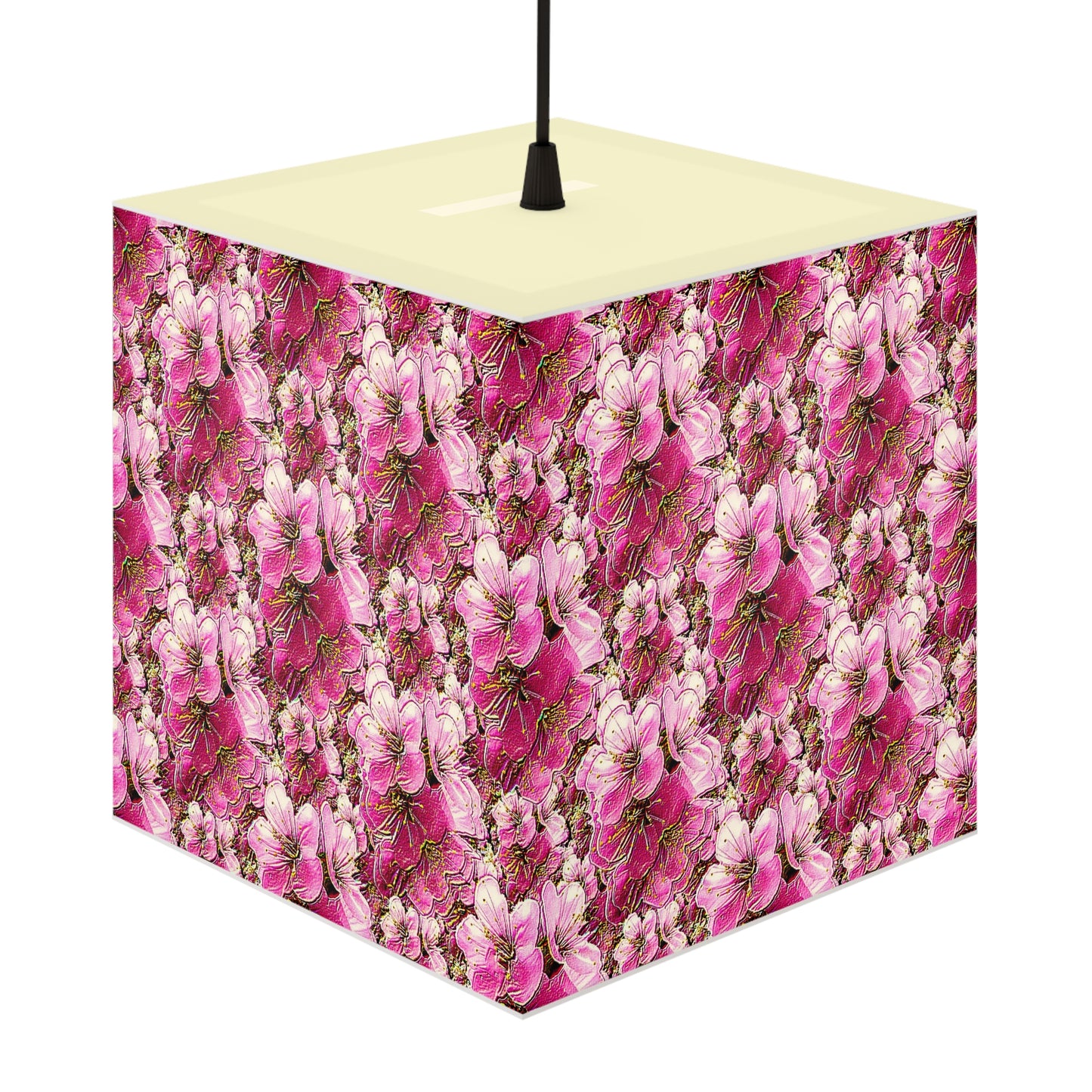 Electric Flora: Neon Sakura Cherry Blossoms Cube Bedside Lamp