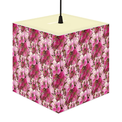 Electric Flora: Neon Sakura Cherry Blossoms Cube Bedside Lamp