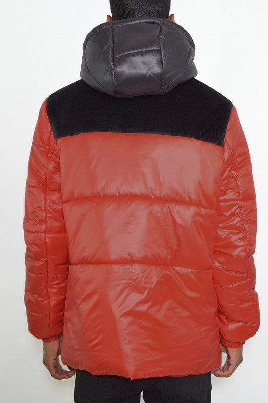 Color Block Padded Buffle Puffer Jacket for Men (4 colors)