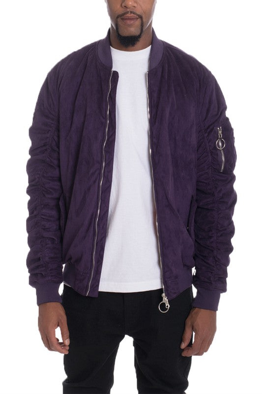 Microsuede Scrunched Bomber Jacket (3 colors)