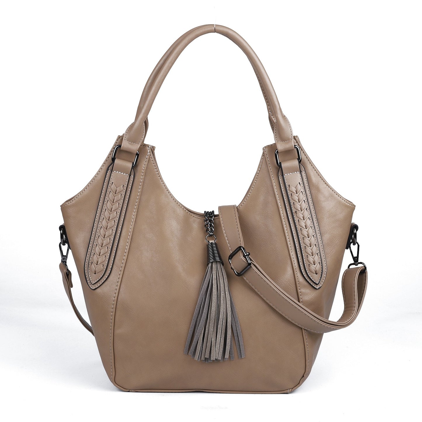 Tassel Detailed Crossbody Leather Bowknot Handbag