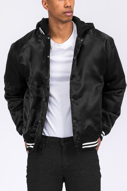 Satin Solid Color Varsity Jacket (7 colors)