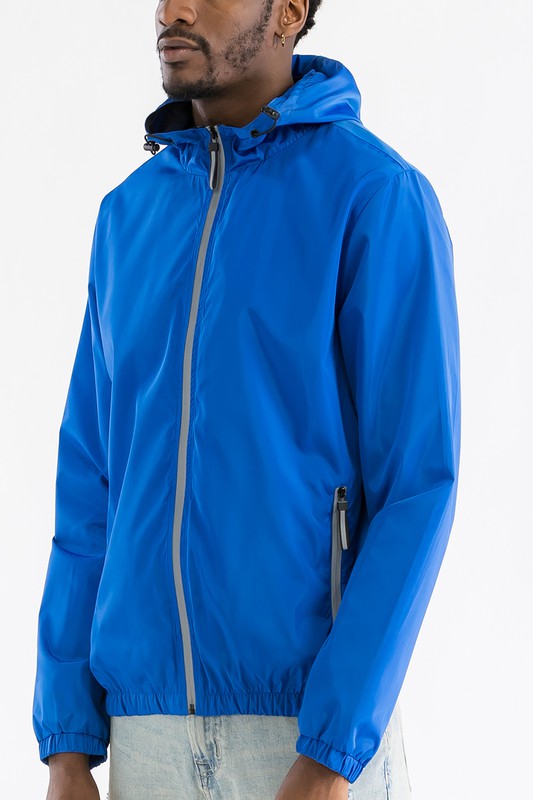 Solid Hooded Lightweight Zip Up Windbreaker (4 colors)