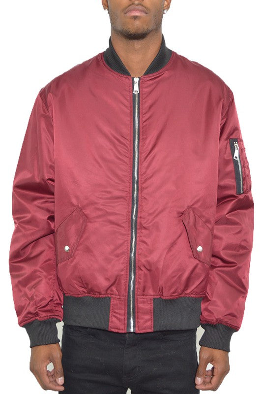 Solid Color Padded Bomber Jacket (3 colors)