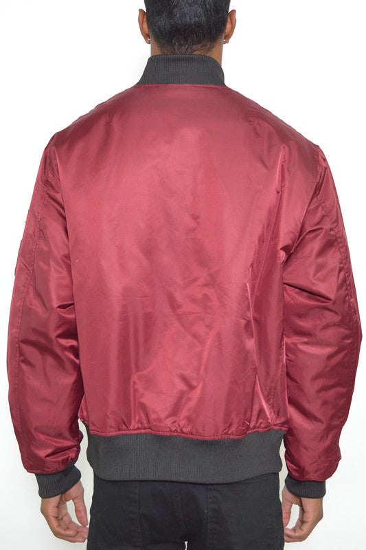 Solid Color Padded Bomber Jacket (3 colors)