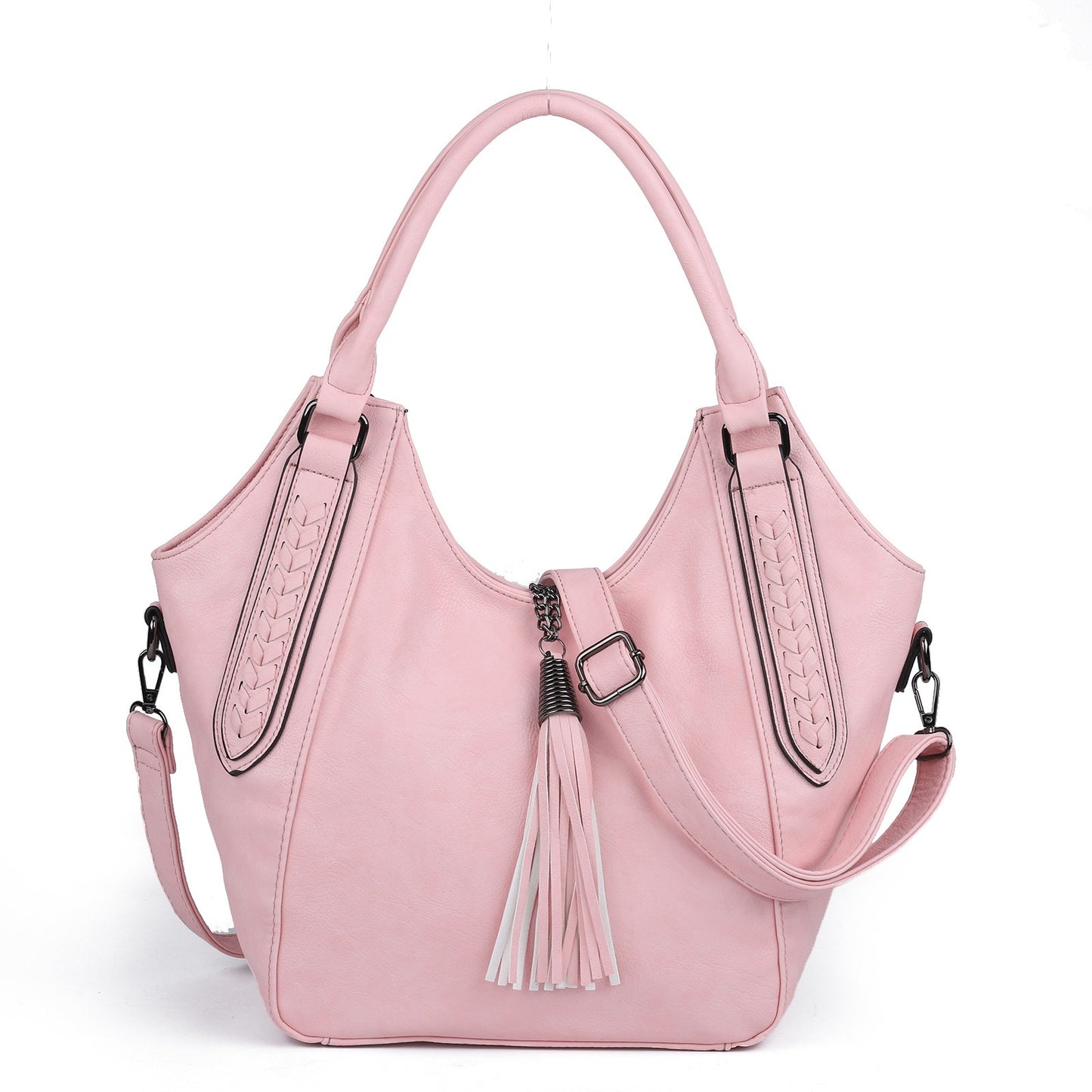 Tassel Detailed Crossbody Leather Bowknot Handbag