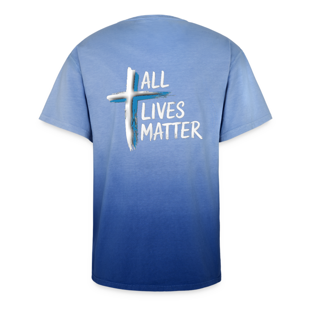 Outspoken Designs 04-02 "All Lives Matter" Designer Champion Dip Dye T-shirt (RoyalBlue-Ombre) - royal ombre