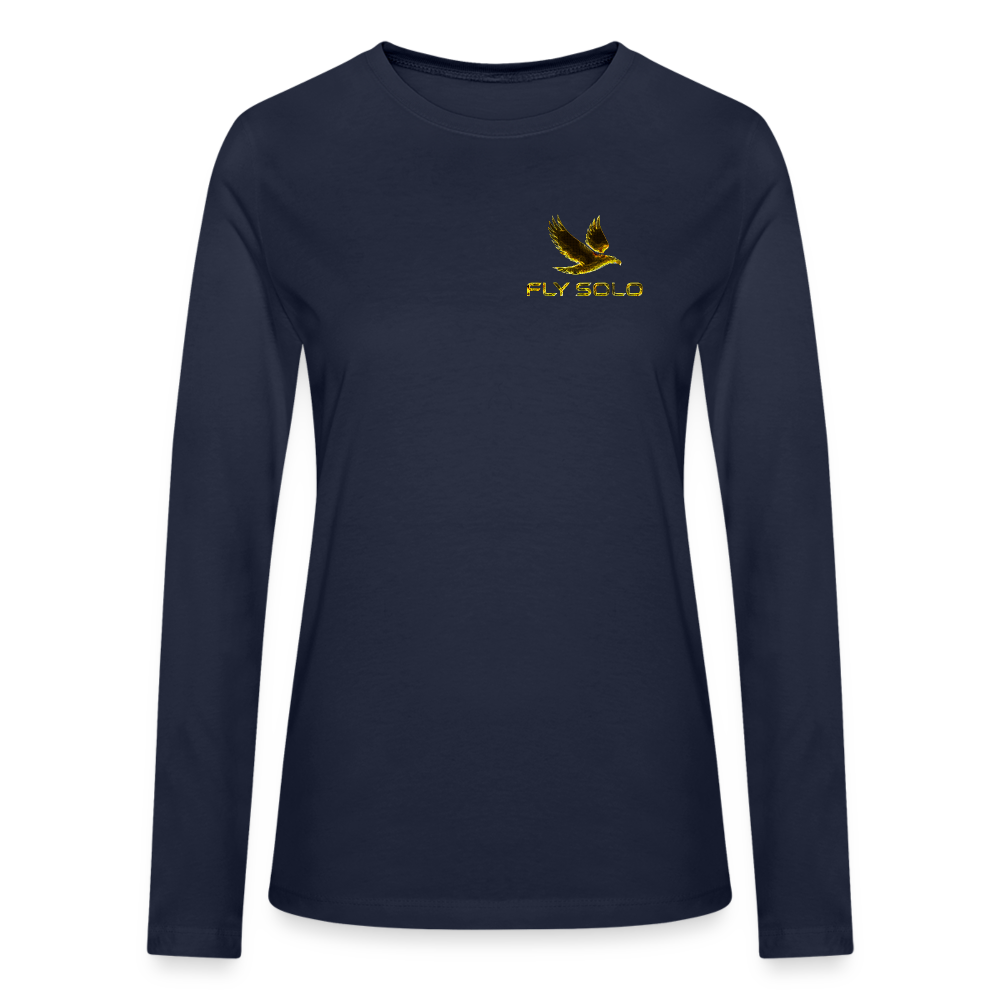 Outspoken Designs 03-01 "Fly Solo" Designer Bella + Canvas Ladies Long Sleeve T-shirt - navy