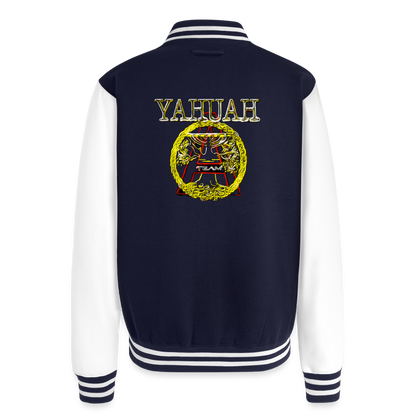 A-Team 01-01 Designer AWDis Just Hoods Heavyweight Letterman Jacket (5 colors) - navy/white