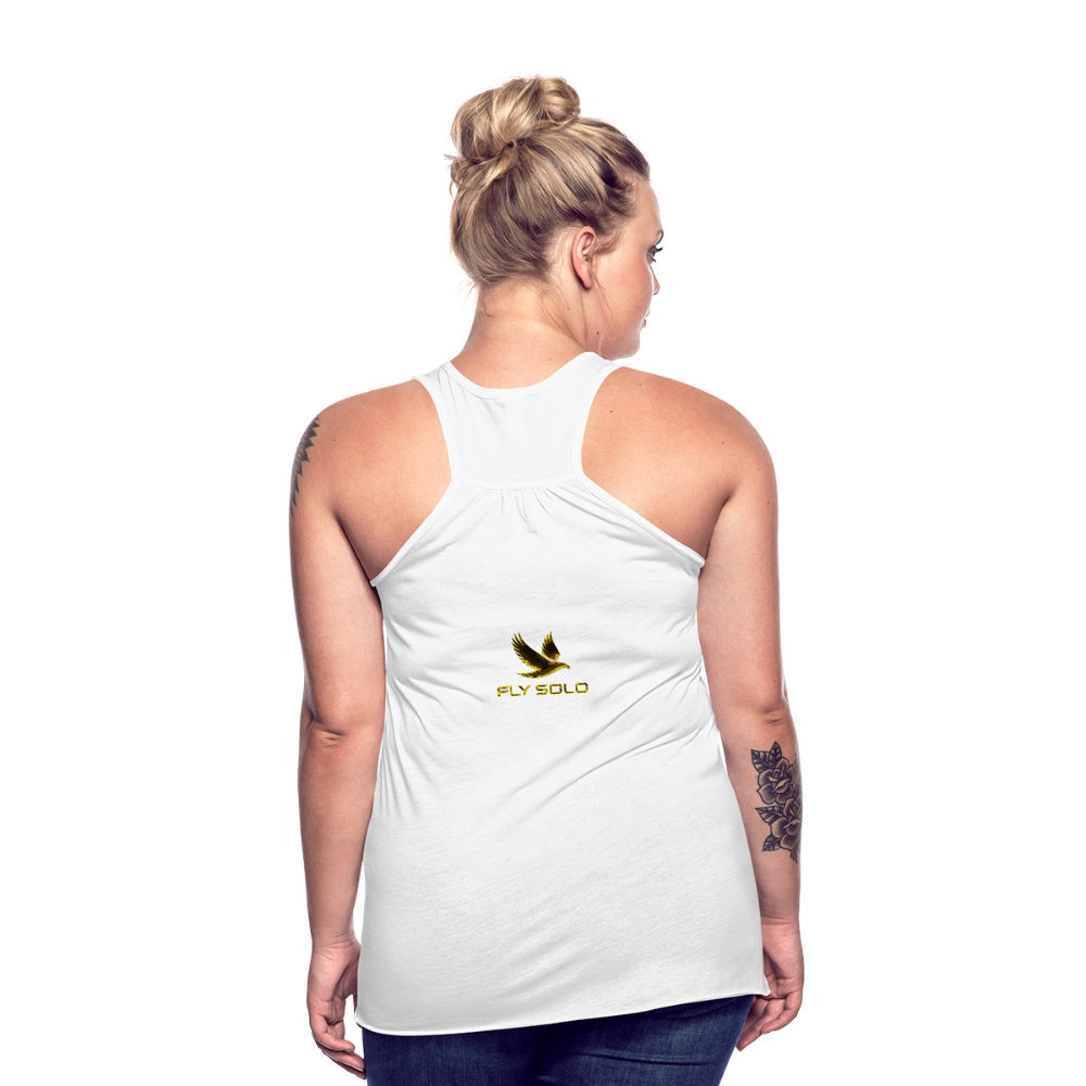 Outspoken Designs 03-01 "Fly Solo" Designer Bella + Canvas Ladies Flowy Tank Top - white