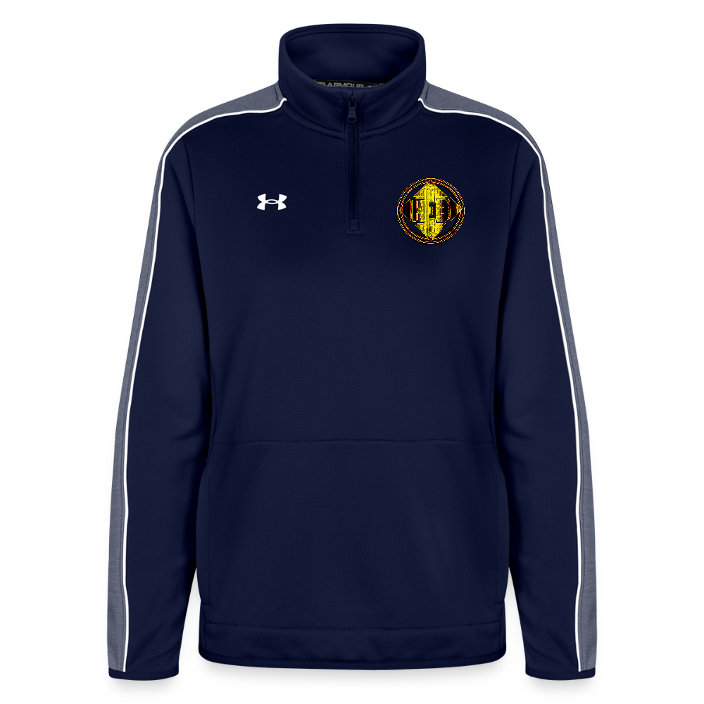 Hebrew World 02-01 Designer Under Armour Ladies Command Quarter Zip 2.0 Sweatshirt (3 colors) - navy/white