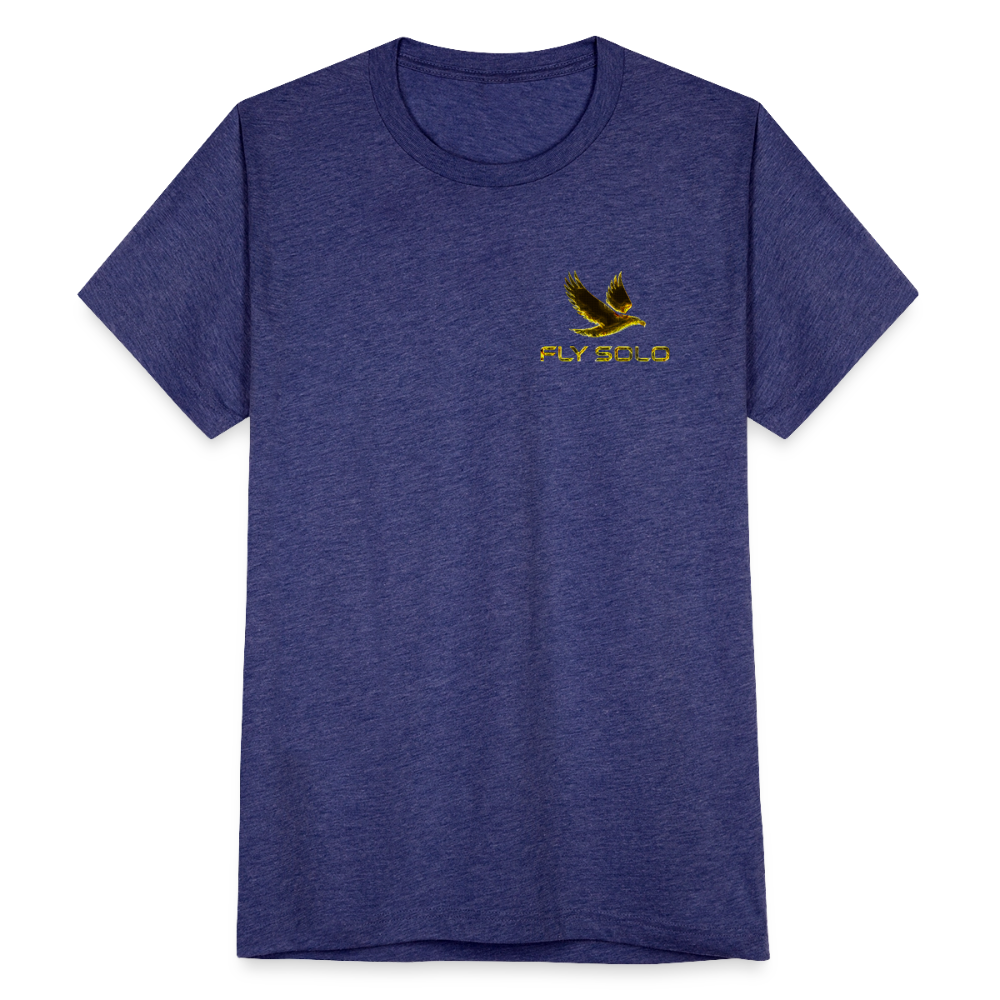 Outspoken Designs 03-01 "Fly Solo" Designer Bella+Canvas Unisex Tri-Blend T-Shirt - heather indigo