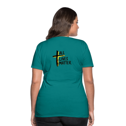 Outspoken Designs 04-01 "All Lives Matter" Ladies Designer Premium Cotton T-shirt (14 colors) - teal