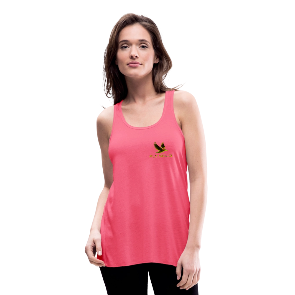 Outspoken Designs 03-01 "Fly Solo" Designer Bella + Canvas Ladies Flowy Tank Top - neon pink