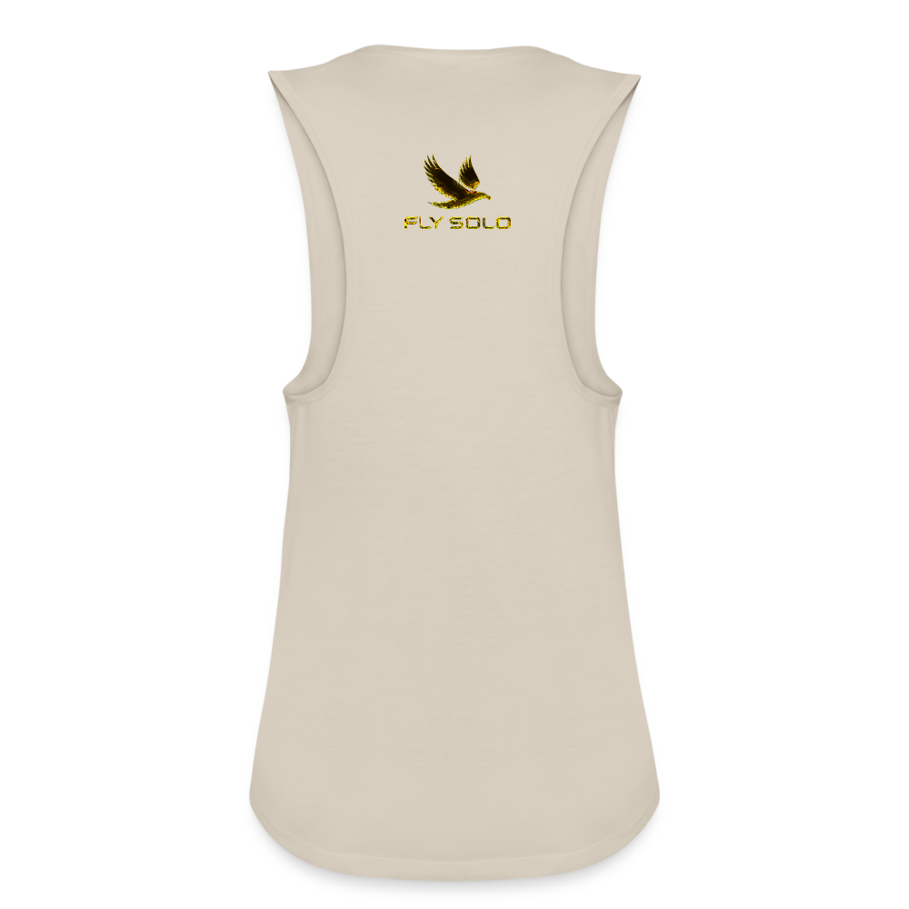 Outspoken Designs 03-01 "Fly Solo" Designer Bella+Canvas Ladies Flowy Muscle Tank - dust