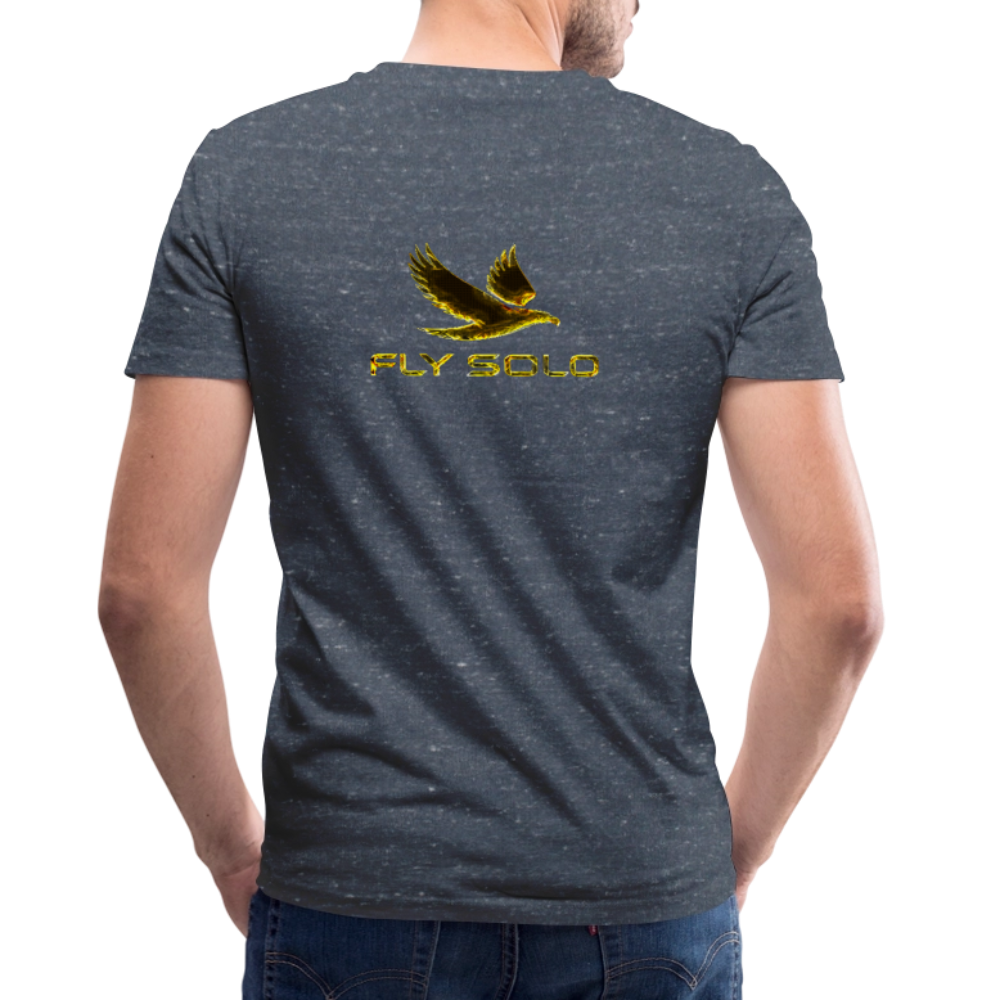 Outspoken Designs 03-01 "Fly Solo" Designer Bella + Canvas Men's V-neck T-shirt - heather navy