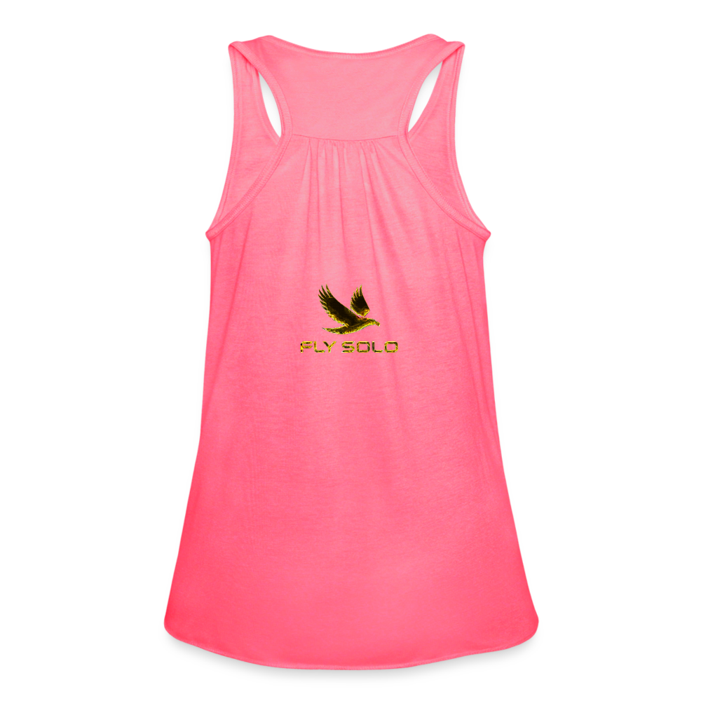 Outspoken Designs 03-01 "Fly Solo" Designer Bella + Canvas Ladies Flowy Tank Top - neon pink