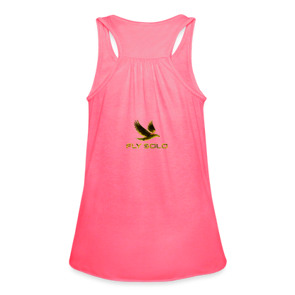 Outspoken Designs 03-01 "Fly Solo" Designer Bella + Canvas Ladies Flowy Tank Top - neon pink