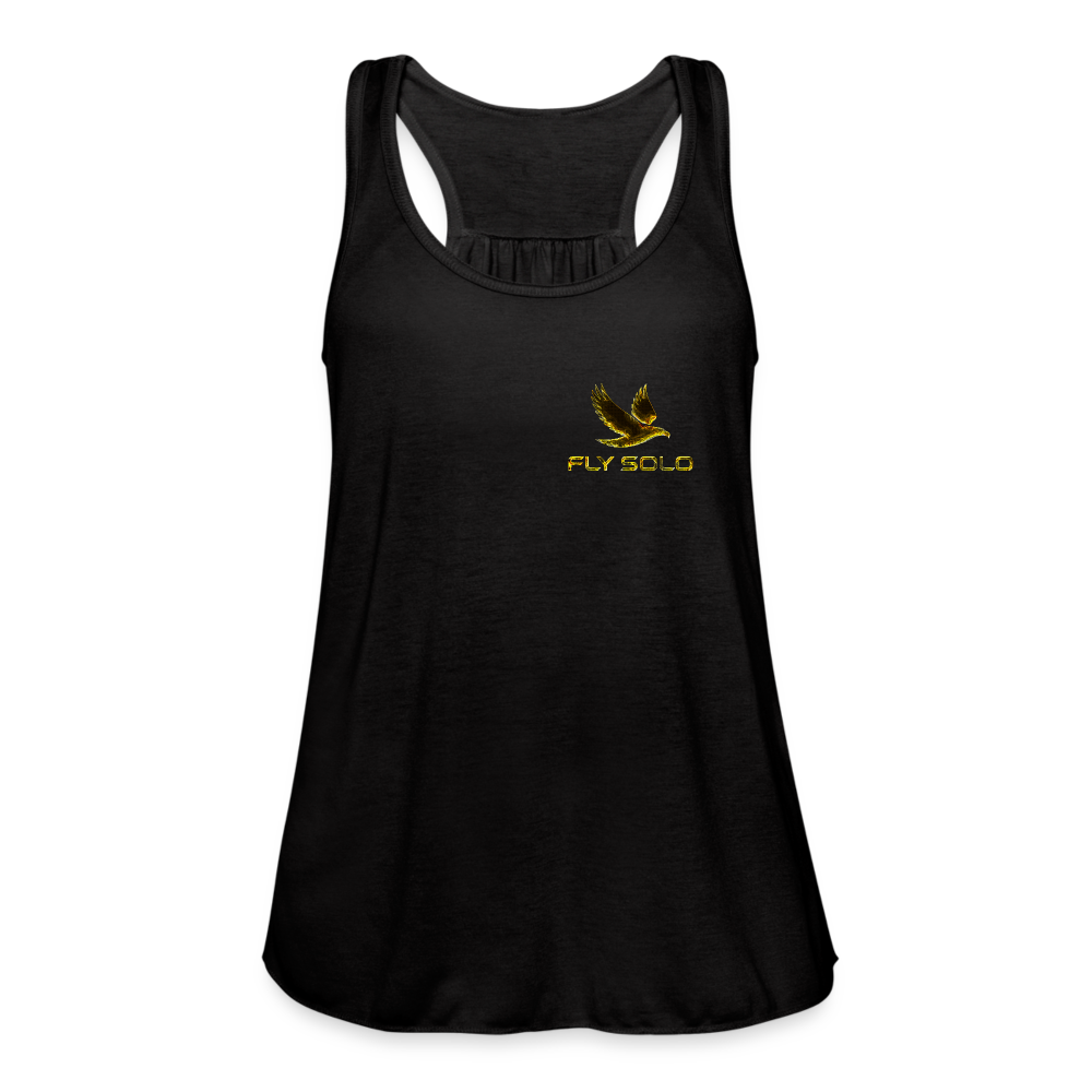 Outspoken Designs 03-01 "Fly Solo" Designer Bella + Canvas Ladies Flowy Tank Top - black