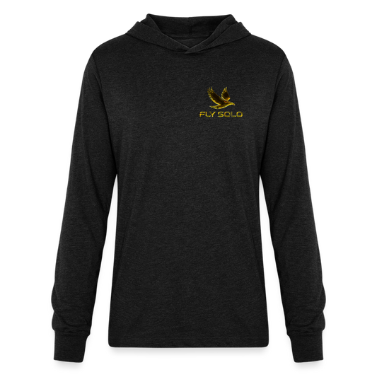 Outspoken Designs 03-01 "Fly Solo" Designer Bella+Canvas Unisex Long Sleeve Hooded T-shirt - heather black