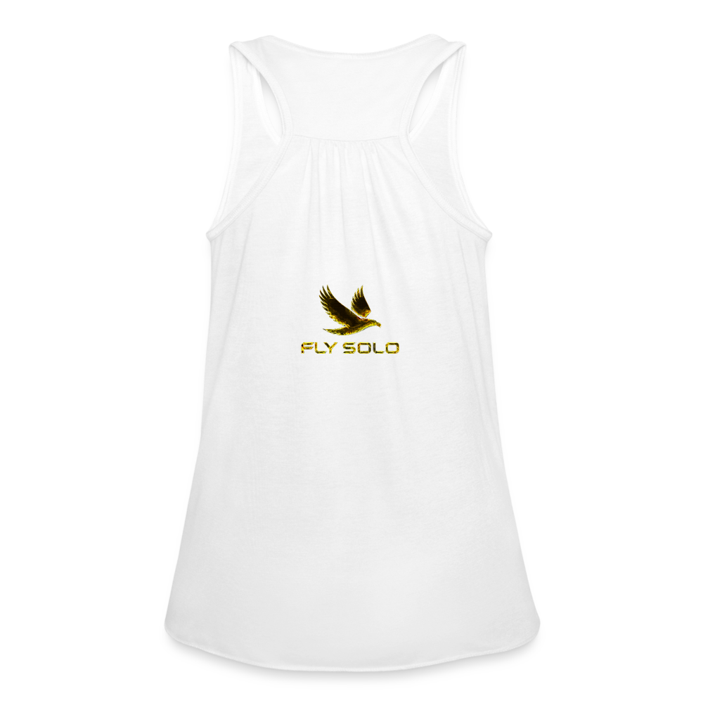 Outspoken Designs 03-01 "Fly Solo" Designer Bella + Canvas Ladies Flowy Tank Top - white