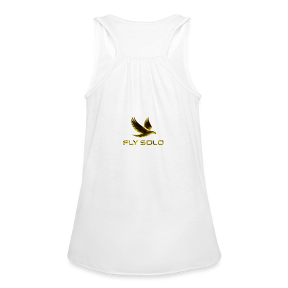 Outspoken Designs 03-01 "Fly Solo" Designer Bella + Canvas Ladies Flowy Tank Top - white