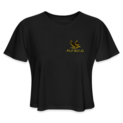 Outspoken Designs 03-01 "Fly Solo" Designer Bella+Canvas Cropped Flowy T-shirt - black