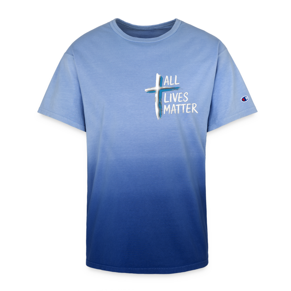 Outspoken Designs 04-02 "All Lives Matter" Designer Champion Dip Dye T-shirt (RoyalBlue-Ombre) - royal ombre