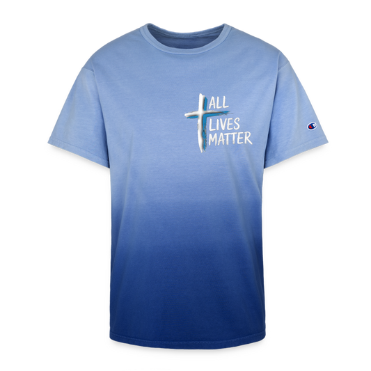 Outspoken Designs 04-02 "All Lives Matter" Designer Champion Dip Dye T-shirt (RoyalBlue-Ombre) - royal ombre