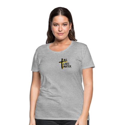 Outspoken Designs 04-01 "All Lives Matter" Ladies Designer Premium Cotton T-shirt (14 colors) - heather gray