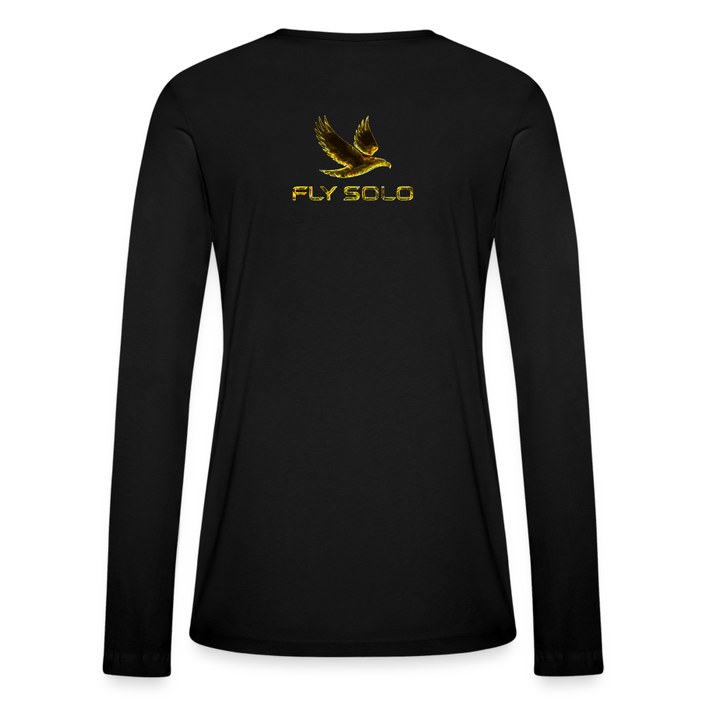 Outspoken Designs 03-01 "Fly Solo" Designer Bella + Canvas Ladies Long Sleeve T-shirt - black