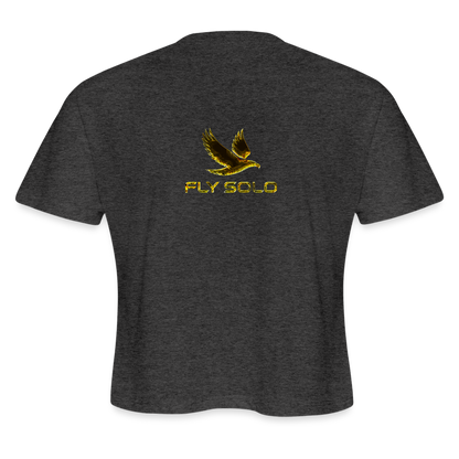 Outspoken Designs 03-01 "Fly Solo" Designer Bella+Canvas Cropped Flowy T-shirt - deep heather