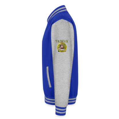 A-Team 01-01 Designer AWDis Just Hoods Heavyweight Letterman Jacket (5 colors) - royal/heather grey