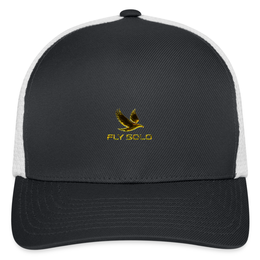 Outspoken Designs 03-01 "Fly Solo" Designer Yupoong Flexfit Fitted Baseball Cap - dark gray/white