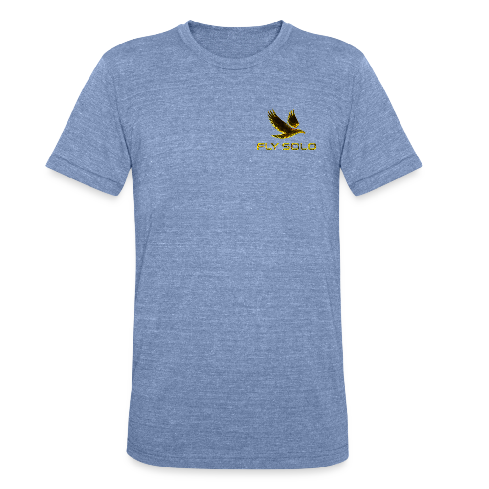 Outspoken Designs 03-01 "Fly Solo" Designer Bella+Canvas Unisex Tri-Blend T-Shirt - heather blue