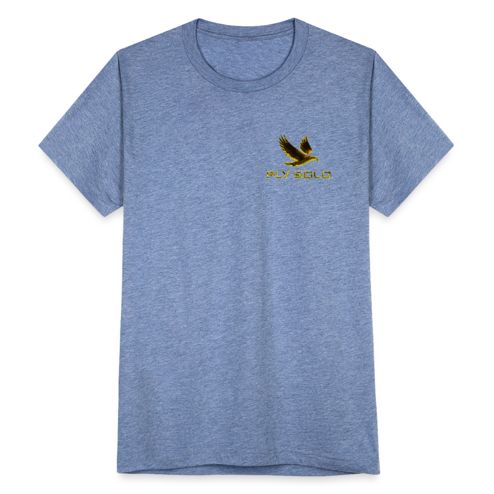 Outspoken Designs 03-01 "Fly Solo" Designer Bella+Canvas Unisex Tri-Blend T-Shirt - heather blue