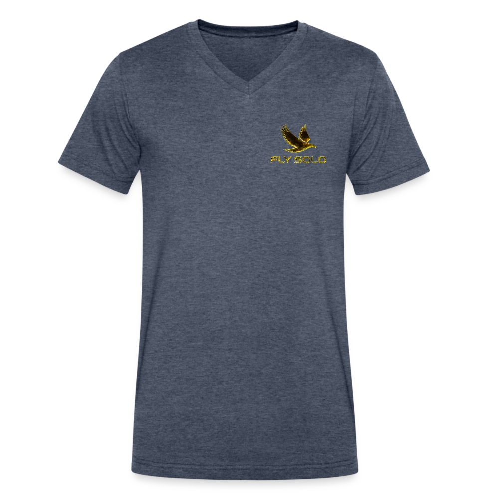 Outspoken Designs 03-01 "Fly Solo" Designer Bella + Canvas Men's V-neck T-shirt - heather navy