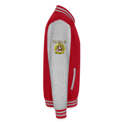 A-Team 01-01 Designer AWDis Just Hoods Heavyweight Letterman Jacket (5 colors) - red/heather grey
