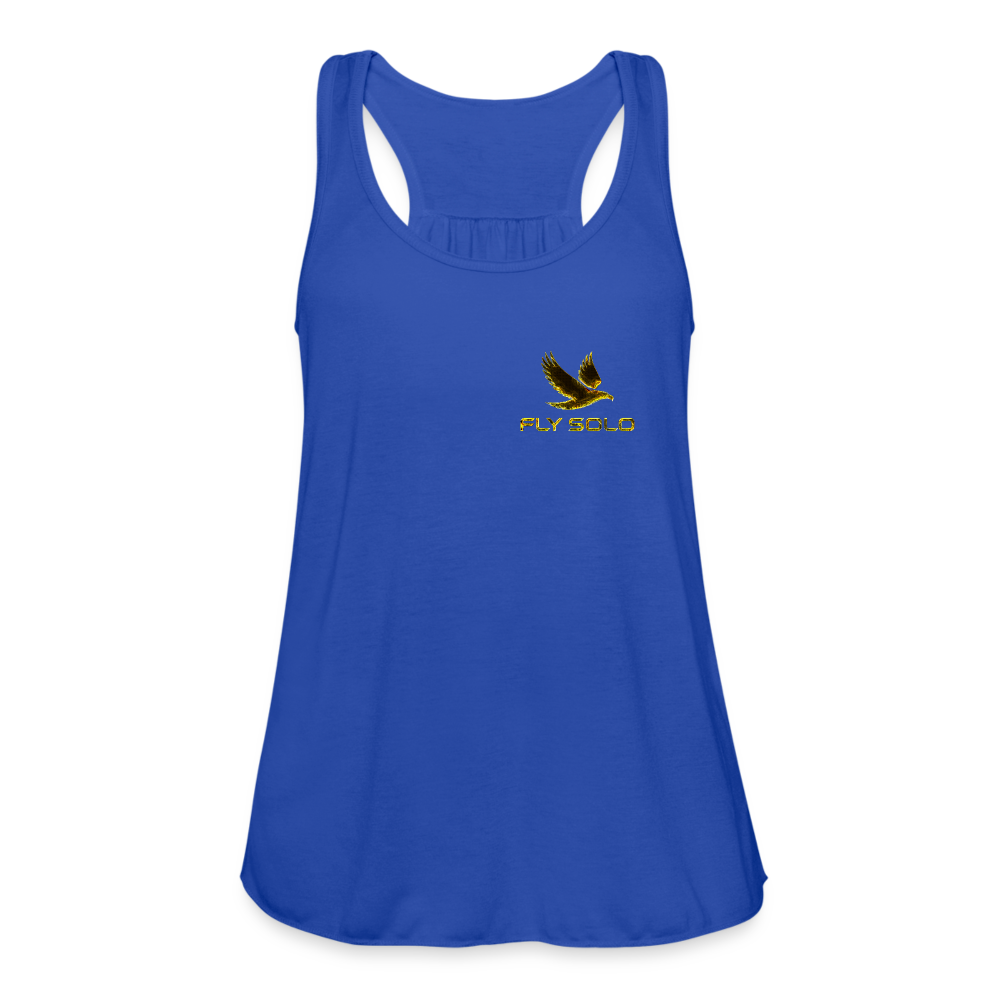 Outspoken Designs 03-01 "Fly Solo" Designer Bella + Canvas Ladies Flowy Tank Top - royal blue