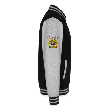 A-Team 01-01 Designer AWDis Just Hoods Heavyweight Letterman Jacket (5 colors) - black/heather grey